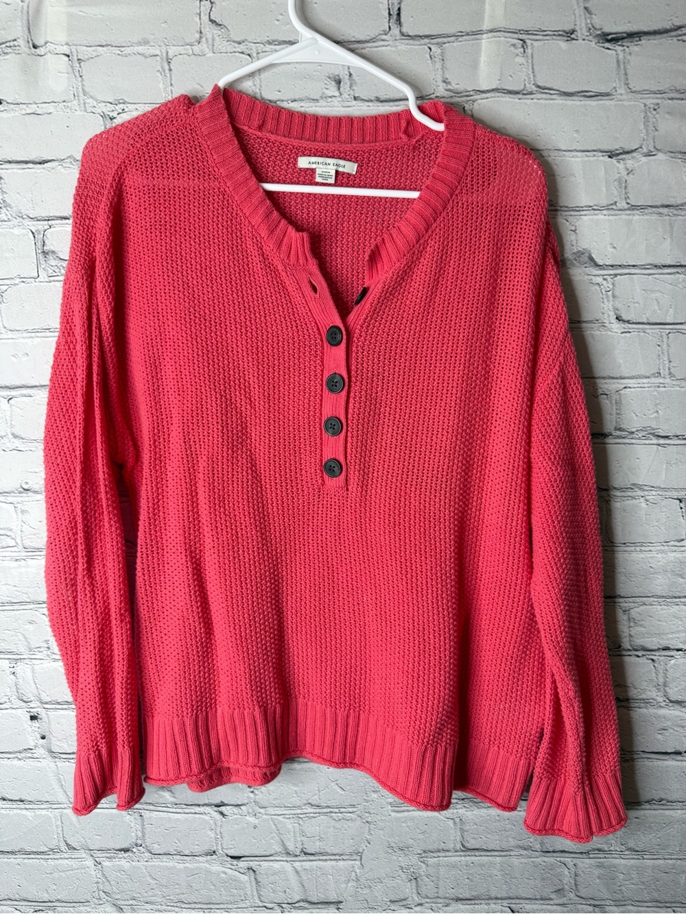American Eagle cozy henley waffle knit sweater medium
